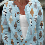 Sabine | Strickjacke mit Katzenmotiven