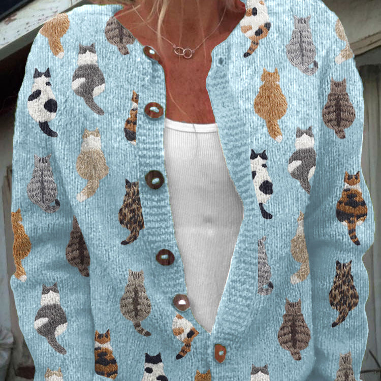 Sabine | Strickjacke mit Katzenmotiven
