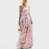 Tatum - Robe maxi sans épaules en pastel époustouflante