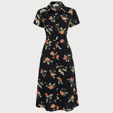 Glória - Robe Midi Noire Florale