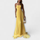 Mireille - Robe Maxi Fluide Plissée avec Découpes Élégantes
