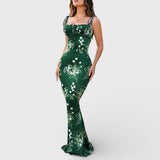 Thalia - Robe de bal à imprimé floral avec bretelles nouées