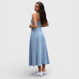 Lux - Robe sans bretelles en denim bleu