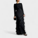 Fallon - Robe longue slim fit avec des volants tridimensionnels