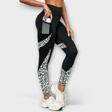 Pantalon de training taille haute avec motif léopard