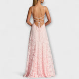 Kairi - Robe Maxi en Dentelle Florale Chic avec Bretelles Spaghetti