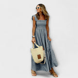 Suri - Robe maxi avec volants à carreaux froncés