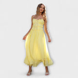 Celine - Robe midi sans manches avec volants