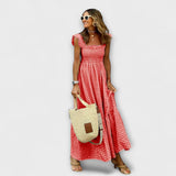 Suri - Robe maxi avec volants à carreaux froncés