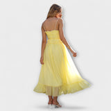 Celine - Robe midi sans manches avec volants