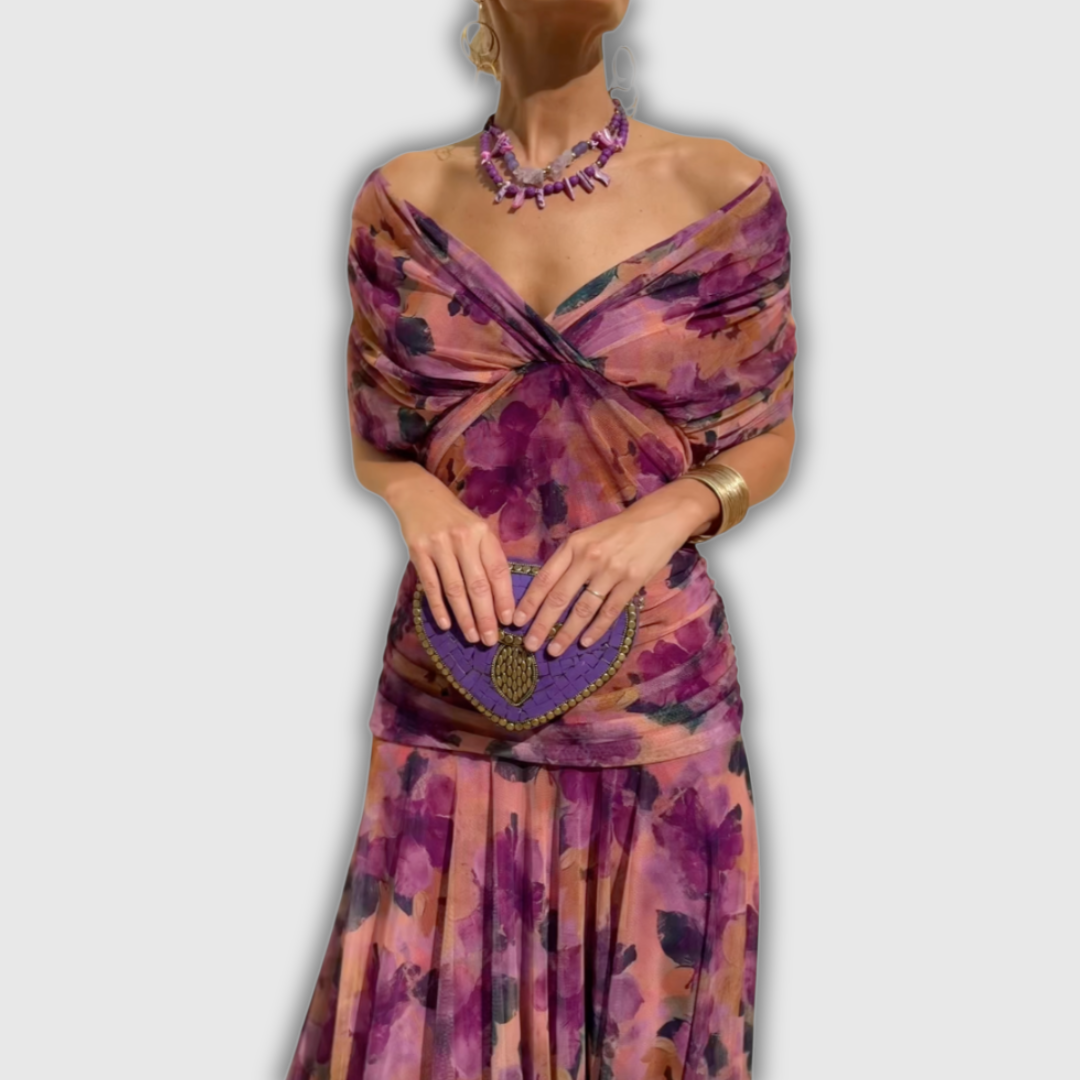 Florendra | Robe Longue Fleurie à Col V