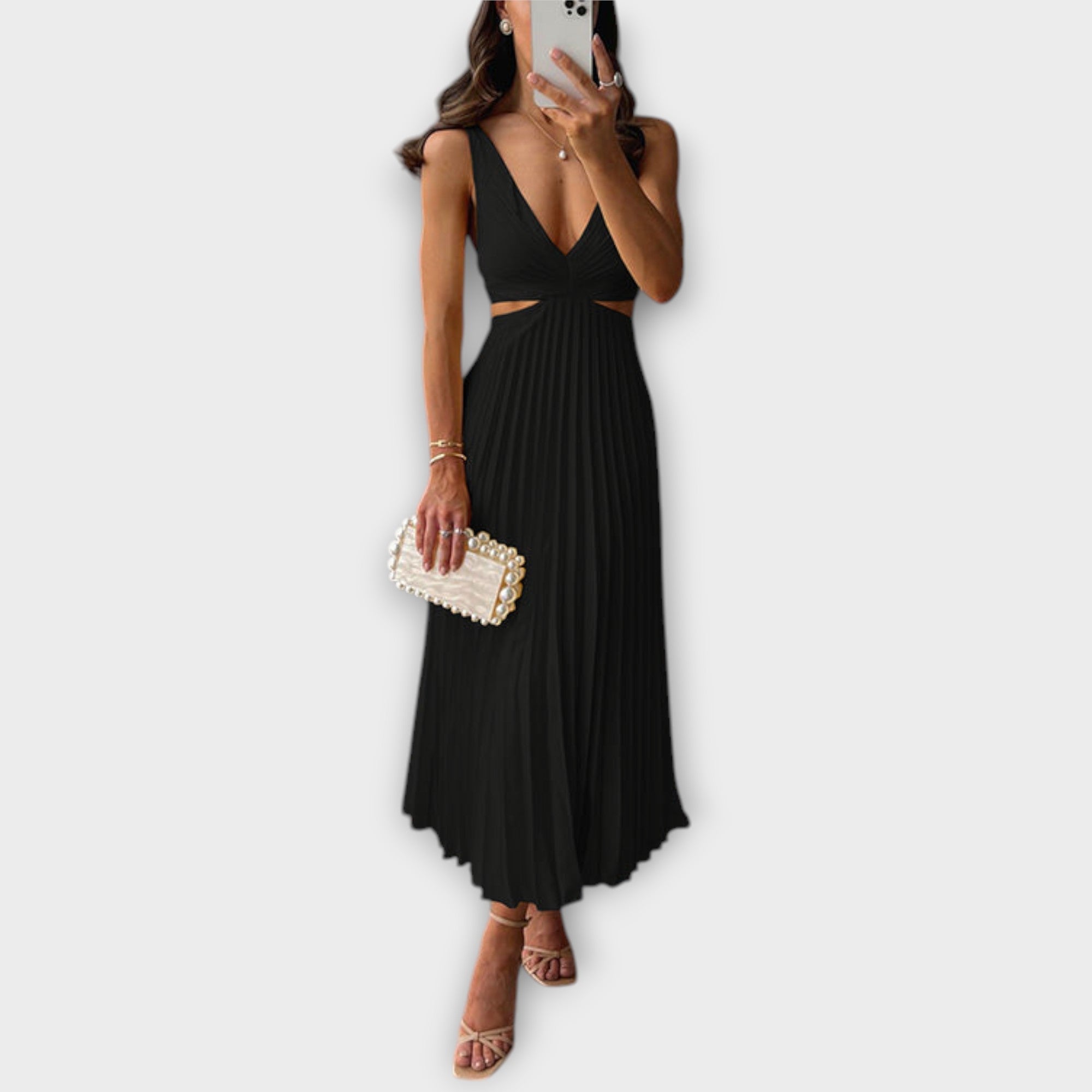 Elegantes Midi-Abendkleid mit Plissee