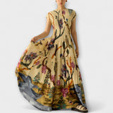 Amanda - Robe maxi avec design plissé imprimé