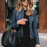 Elke | Kurze Lederjacke mit Stehkragen Jacke