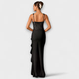 Bella - Robe corset en satin à volants