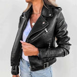 Annegret | Kurze Bikerjacke in Schwarz