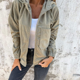 Simone | Cord-Kapuzenjacke mit Reißverschluss
