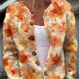 Gerlinde | Strickcardigan mit Ahornblatt-Muster