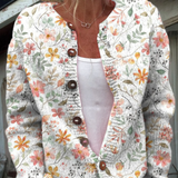 Regina | Strickjacke mit Aquarell-Blumenmuster
