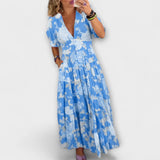 Catrisa - Robe à poches à imprimé floral et décolleté en V