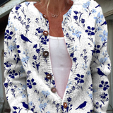 Doris | Strickjacke mit Vogel- und Blumenmuster