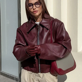 Theresia | Kurze Bomberjacke in Bordeaux Jacke