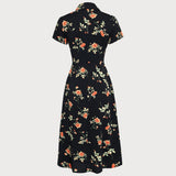 Glória - Robe Midi Noire Florale