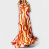 Rumi - Robe maxi tressée chic avec motif ondulé