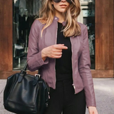 Elke | Kurze Lederjacke mit Stehkragen Jacke