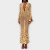 Kathleen - Robe Maxi en Tricot Or de Dolly