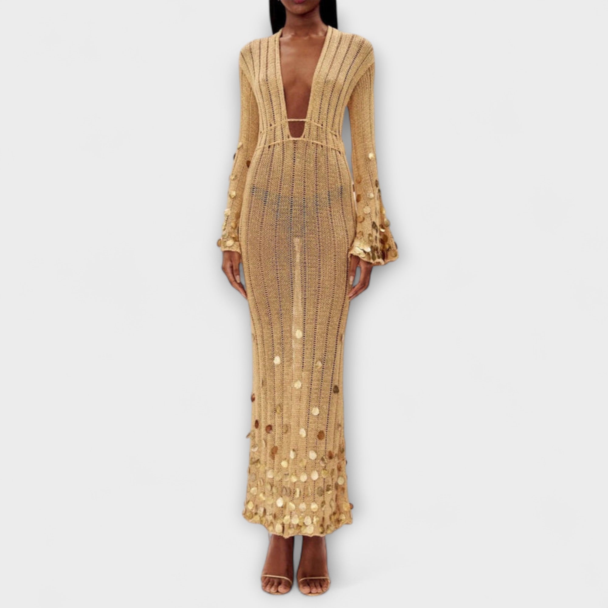 Kathleen - Robe Maxi en Tricot Or de Dolly