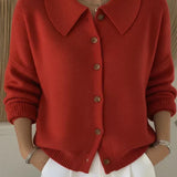 Beate | Kurze Strickjacke mit Knopfkragen