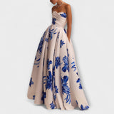 Rosalie - Robe Maxi Fleurie Épaule Dégagée Chic