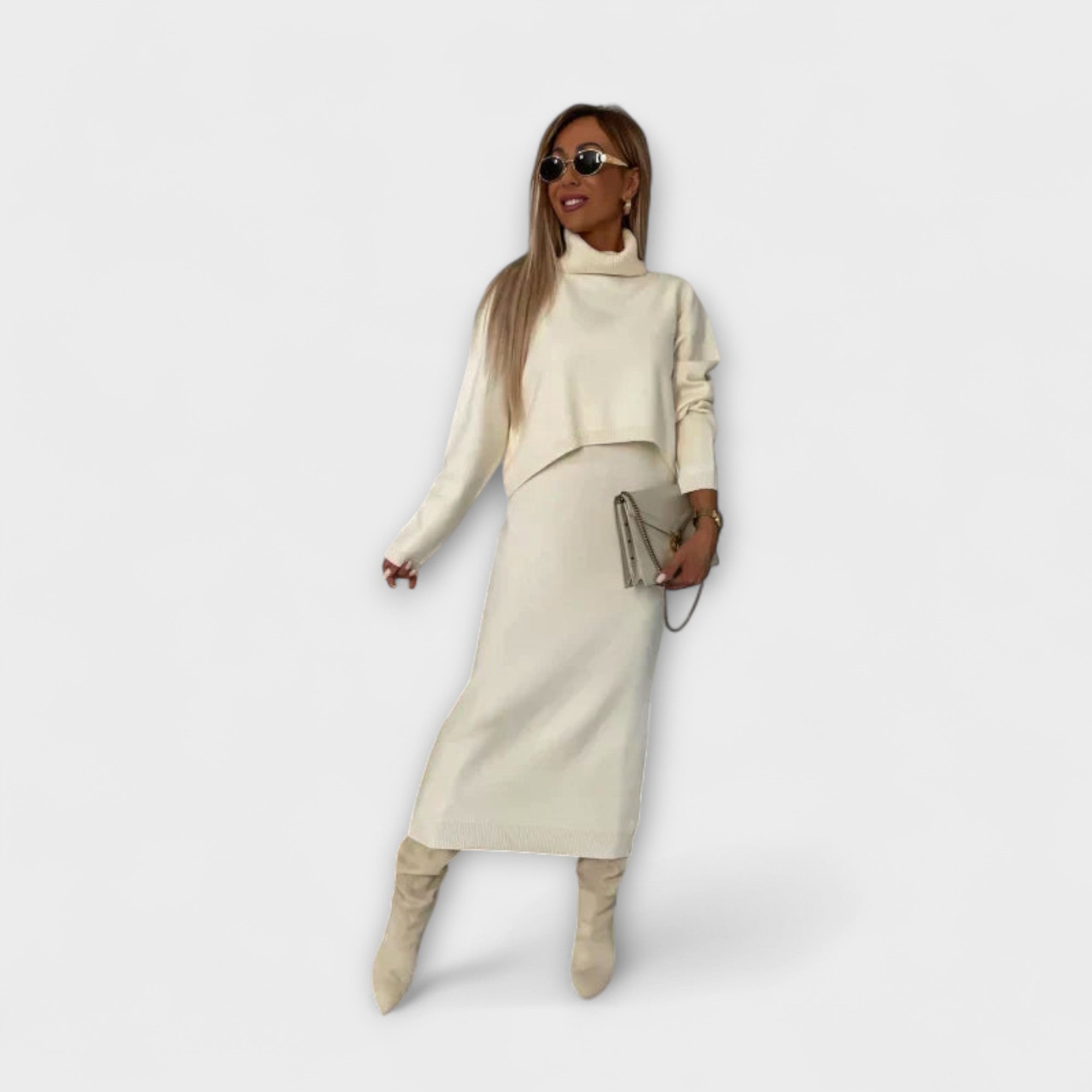 Solange - Robe avec ensemble col roulé assorti
