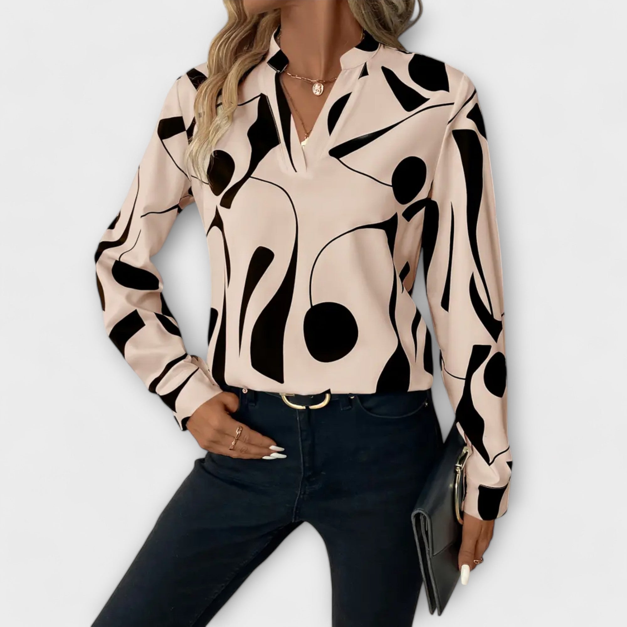 Edith - Blouse élégante à manches longues avec décolleté en V