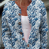 Andrea | Blumen-Cardigan mit Holzknöpfen