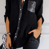 Jasmine | Elegantes V-Ausschnitt-Shirt mit funkelnden Pailletten für Damen