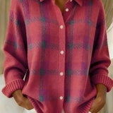 Roswitha | Karierte Strickjacke mit Knopfleiste