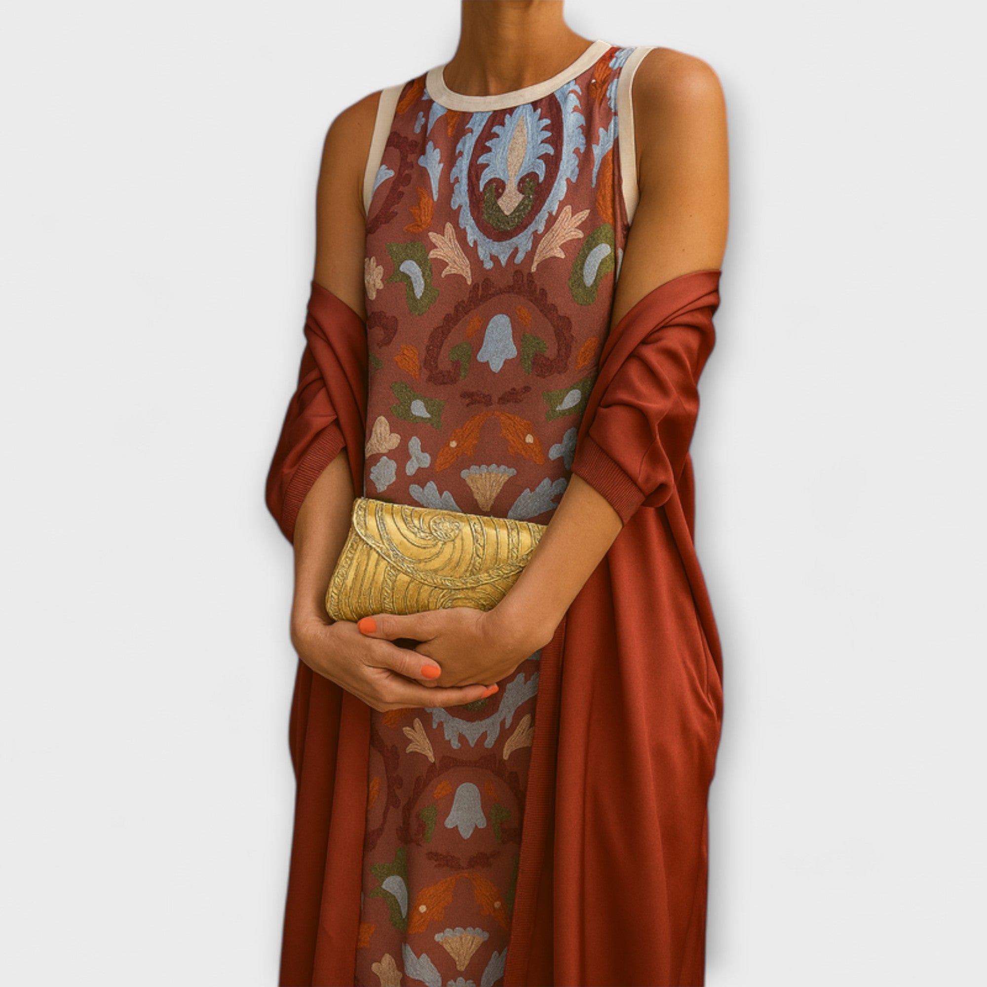 Raffaella – Robe longue élégante avec étole assortie