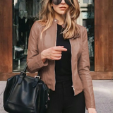 Elke | Kurze Lederjacke mit Stehkragen Jacke