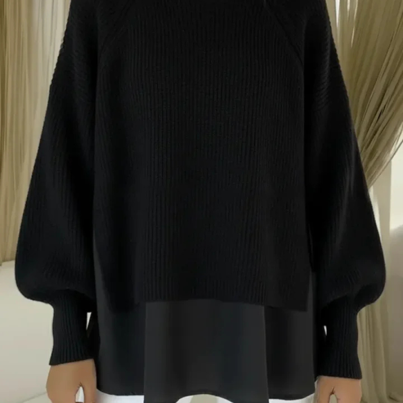 Anneliese | Grober Strickpullover im Lagen-Look