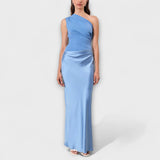 Robe Maxi Plissée Éléganter à Une Épaule