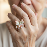 Bague papillon brillante en nature avec zircon