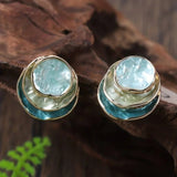 Boucles d'oreilles rondes vintage peintes à la main et multicouches