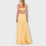 Mireille - Robe Maxi Fluide Plissée avec Découpes Élégantes