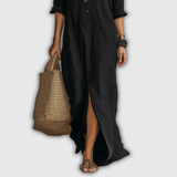 Soline | Robe Maxi Boutonnée en Lin Détendu