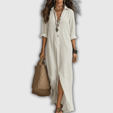 Soline | Robe Maxi Boutonnée en Lin Détendu