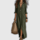 Soline | Robe Maxi Boutonnée en Lin Détendu