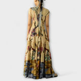 Amanda - Robe maxi avec design plissé imprimé