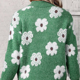 Judith | Floraler Kabelstrick-Pullover